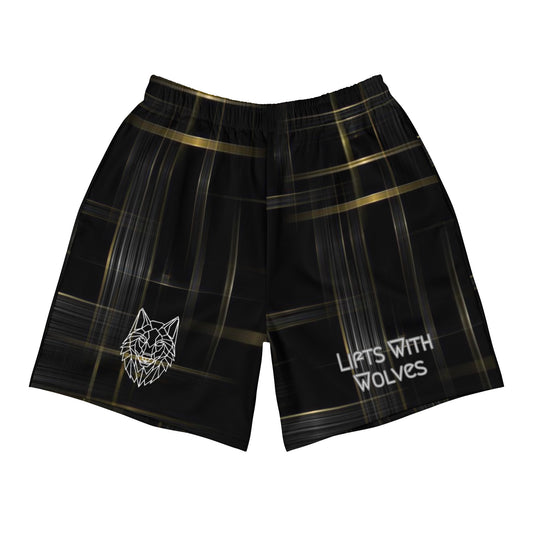 Black and Gold Plaid Athletic Shorts